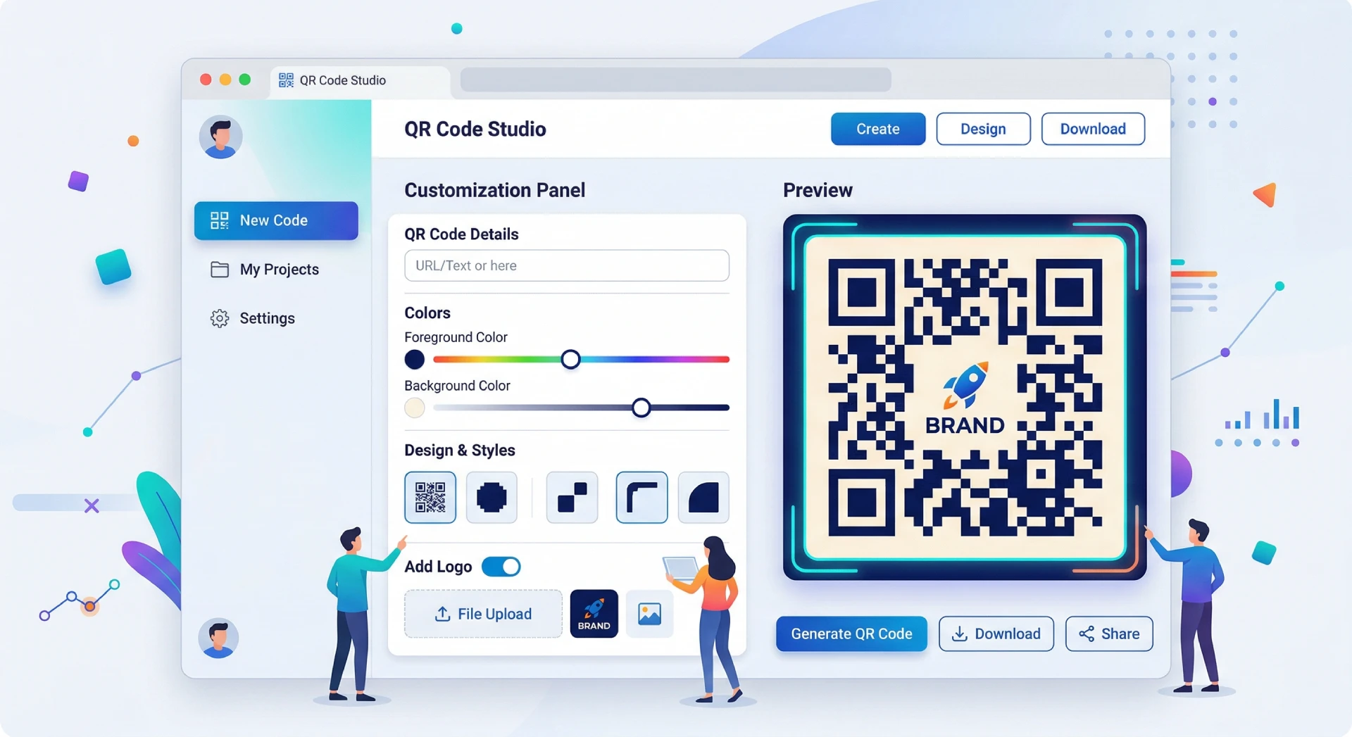 The intuitive and user-friendly interface of the BraveTool free online QR code generator